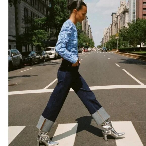 Zara Lightweight Floral Top Blue White XS - Picture 4 of 13